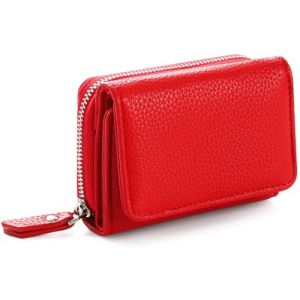 RRANCharltu Portefeuille Femme Cuir Porte Monnaie Femme Petit avec Fermeture &eacute;clair Poche &agrave; Monnaie Mini Portefeuille Femme, Rouge (RR4ever, neuf)