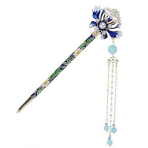 Bâtons de cheveux chinois, peigne à cheveux chinois,Fourche à cheveux à de pompon | Bâton de cheveux asiatique à tenue ferme, fourchette à cheveux en élégante élégante pour femmes filles adolescentes (qixiangyi, neuf)
