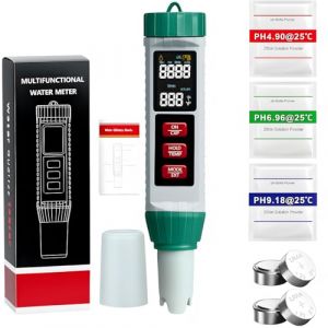 Testeur PH Metre Piscine, 5 en 1 Testeur Eau Potable Ph/Tds/Ec/Salinit&eacute;/Thermom&egrave;tre Avec Ecran Lcd Test Duret&eacute; d'Eau Electronique 0-9999ppm Moniteur De Qualit&eacute; d'Eau pour Aquarium Piscine Hydroponie (ChenWangShengkeji, neuf)