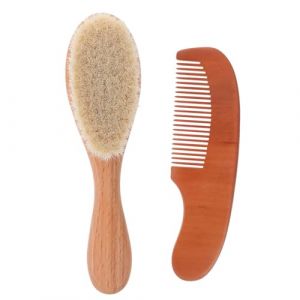 DECORNIJIA Set Brosse Laine Naturelle et Peigne Brosse Douce pour Chevelu Sensible Massage Confortable Kit Soins L&eacute;ger et S&ucirc;r (ZhiLight, neuf)