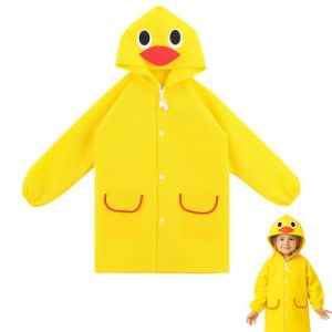 Horktrust Impermeable Enfant | Poncho Pluie Enfant | Combinaison Pluie Enfant 3-7 Ans | Imperméable à Capuche | Unisexe 80-130 cm | Pour École et Parc en Plein Air (Jaune) (HaoKongDaCheng, neuf)