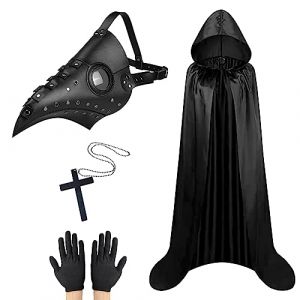 Lifreer Costume de m&eacute;decin de la peste - Masque d'Halloween pour adulte - Pour costume gothique - Costume d'Halloween pour homme - Masque d'oiseau steampunk pour adulte, noir d, taille unique (JJR Beauty, neuf)