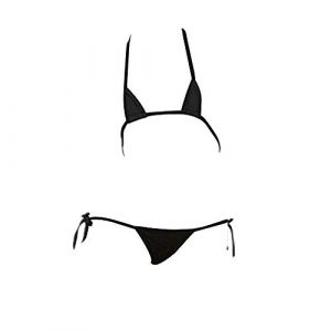 SINMIUANIME Lingerie pour femme Micro Bikini Sexy Mini Triangle Bikini Lingerie Japonaise avec Tanga, Noir , Taille Unique (SINMIUANIME SE, neuf)