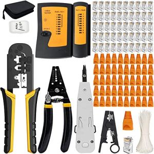 MAYLINE-TECH Pince à Sertir de RJ45 Testeur de Network Réseau Câble RJ11 RJ12 Cat7 Cat6 Cat5e Kits d’Outils de Réparation d’Ordinateur Net Professionnel Maintenance de Testeur de Câble LAN (Bleu) (MAYLINE Brand, neuf)