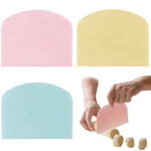 GHPKOTW 3 Pièces Carte Pâte Silicone，Spatule Carte Grattoir À Pâte， Bpa-Free Qualité Alimentaire Plastique Pe Flexible Coupe-Pâte, Bords Tranchants Coins Silicone Grattoir À Pâte(Bleu, Rose, Jaune) (ZBr4469, neuf)