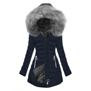 Manteaux Duvet Femme Doudoune élégant Longue Manteau Zippé épais Chaud Pas Cher Parka Blouson Veste Chaud épais Long Fourrure Veste Chaud Hiver avec Capuche Fourrure Grande Taille Duvet en Coton (⭐⭐⭐⭐⭐WUSENTOF, neuf)