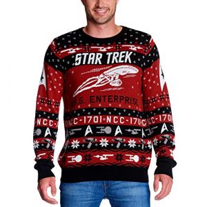 Elbenwald Star Trek Tricoting Pull avec USS Enterprise Motif pour Les Femmes masculines Unisexe Cotton Red - S (Elbenwald, neuf)