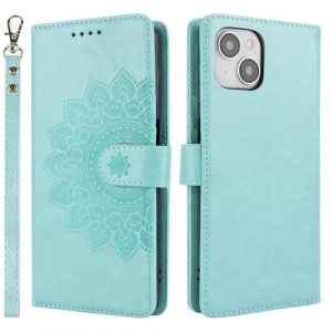 ELTEKER Etui Coque pour iPhone 15, [Housse en Cuir] [Etui à Rabat avec Porte Carte] Pochette Case Magnétique Clapet Étui Portefeuille pour iPhone 15 - Vert (teker, neuf)