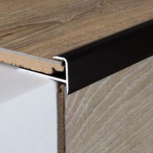 PROVISTON profil de finition &agrave; embo&icirc;ter | Alu anodis&eacute; | Bronze fonc&eacute; | Largeur 37 mm | &Eacute;paisseur sol 10,3 mm | Longueur 1000 mm | &Agrave; visser | Nez de marche escalier | Nez de marche parquet | 1 pc (VLD Trade GmbH, neuf)