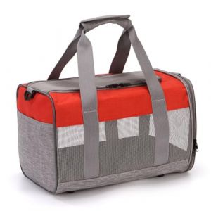 Treer Sac Transport Chat, Sac de Transport pour Chat Respirant et Pliable, Cage Transport Chats et Chiens, Sac Chat Transport, Cage de Transport Chat pour Petit Chien, Chat (38x25x26cm,Gris Rouge) (Treer, neuf)