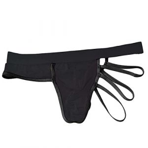 VemeFufu String Hommes - Slips Homme Sexy Hot - Boxer Homme - Jockstrap String Homme Ficelle - String Jock Strap sous-vêtement Masculine Sportif Respirant Athlétique Culottes 1 Pièces Slips Noir (VemeFufu FR, neuf)