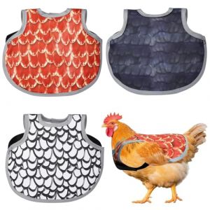 Qaestuan 4 Pcs Selle de Poulet, Tablier de Selle de Poulet Poule avec Sangles, Gilet de S&eacute;curit&eacute; pour Poules, Protection Dorsale et Lat&eacute;rale, Accessoires de Protection des Plumes Volaille (QIAOLUO, neuf)