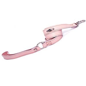 PUPAKIOTTI Laisse pour chien en cuir v&eacute;ritable fait main en Italie, laisse pour chiens de petite et moyenne taille, laisse chien avec anneau pour porte-sacs pour chien, longueur 120 cm (rose b&eacute;b&eacute;, 20 (Brand in Italy, neuf)
