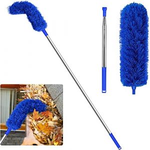 BYCUFF Brosse de Nettoyage de GouttièRe Outil de Toiture avec Mât TéLescopique Extensible 8,2 Pieds Outil de Nettoyage de Facile à Retirer, Bleu (tang726K, neuf)