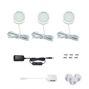 Lampe de Placard LED 7.5W, 750 Lumen, Blanc Froid, Lampe Sous Meuble Cuisine LED, Accessoires Inclus, Eclairage Sous Placard Vitrine, Spot Encastrable pour Cabinet Cuisine, Lot de 3 (Vlio Mart, neuf)