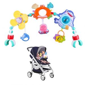 DigHealth Arche D'activités Articulée pour Bébés et Tout-Petits, Arche d'Éveil pour Poussette avec Moulin à Vent, Hochet, Jouets Ajustables pour Bébés Berceau et Landau 0 3 6 9 12 Mois (ZJZTECH, neuf)