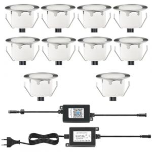 DarisingSun 10 KiT Spots LED Encastrable Extérieur IP67 Spots WIFI à Encastrer pour Terrasse Bois Plafond 0.2W~0.5W DC12V lumière Blanc étanche Kit Mini Spot LED Lampe Extérieur RGB WIFI (DarisingSun, neuf)
