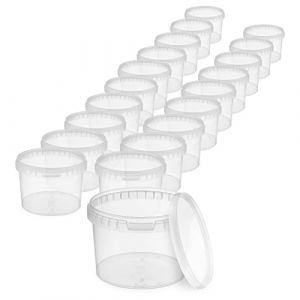 BenBow Seau avec Couvercle 0,5l Transparent 20x 0,5 litres - Convient pour Aliments, Stable, &eacute;tanche &agrave; l'air, Anti-Fuite, inodore - Seau en Plastique - Vide (BenBow | Hylat Baby, neuf)