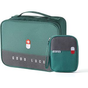 Trousse de Premiers Secours, 2 Pcs Portable Boîte Médicale Boîte, Sac de Rangement de Médicaments, Trousse de Secours Vide pour Situations Durgence à Maison Bureau Voyage (Vert) (zimohe, neuf)