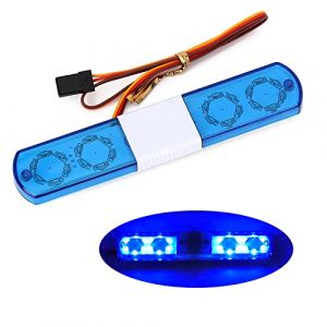 KINGCOO Lampe d'alarme de voiture radiocommandée LED Lampe flash rotative Éclairage de police pour 1/10 1/8 1/12 1/14 RC Camion d'ingénierie pour HSP TRX4 Tamiya Axial SCX10 (115 mm bleu) (KINGCOO-Direct, neuf)