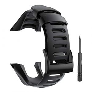 YHC Bracelet pour Montre Intelligente GPS SUUNTO Ambit 1 2 2R 2S 3 Sport Run Peak,Accessoires de Sangle de Remplacement pour Bracelet en Silicone Réglable (01-Noir) (WearCity, neuf)