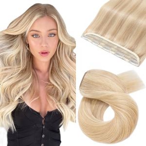 20 Pouces/50CM Extension de Cheveux A Clip Monobande A clip Cheveux Naturel Une Bande Rajout Cheveux Humains Naturels Lisse One Piece Clip In Hair Extension - #18P613 Sable Blond & Blond Très Clair (Ritera Flagship, neuf)