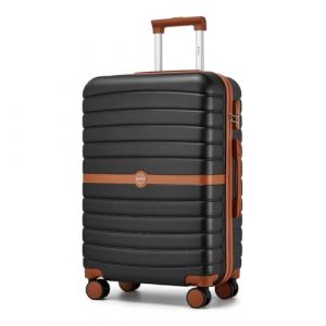 Kono Valise Rigide Valise Moyenne Valise de Voyage ABS avec 4 roulettes et Serrure 66.5x45.5x25.5 cm 62L Trolley de Voyage, Noir/Marron (Halterner Technologie GmbH, neuf)