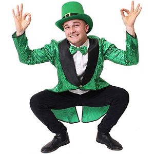 D&Eacute;GUISEMENT DE LEPRECHAUN VERT POUR ADULTES - QUEUE DE PIE VERTE AVEC PAILLETTES + N&OElig;UD PAPILLON ASSORTI + CHAPEAU HAUT DE FORME VERT - COSTUME DE LUTIN POUR F&Ecirc;TE DE LA SAINT-PATRICK (X-PETIT) (ILFD GROUP LTD, neuf)