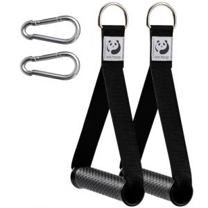 Slim Panda Poignée de Résistance, 2 Pièces Poignet de Tirage en Nylon Solide pour Fitness, Pull up Handle en D sans Couture pour l'exercice de Fitness Gym Pilates Yoga Crossover Triceps, Noir Pro (Slim Panda Sports, neuf)