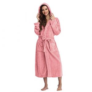 Peignoir De Bain Femme unisexe Eponge Capuche Automne Hiver Peignoir Avec Capuche Chaude Peignoir Moelleux Éponge Douce Coton Eponge Vêtements De Détente Robe De Chambre Une Pièce (Blingko, neuf)