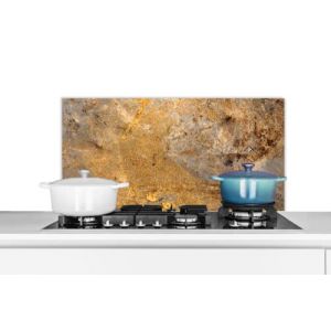 MuchoWow Credence Métal - Rouille - Or - Gris - Texture Fond de hotte 90x45 cm Credence Aluminium Plaque INOX de Cuisine (WallCircle, neuf)