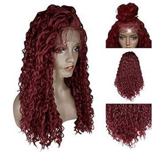 SAHAPA Perruque de cheveux humains bouclés du Brésil, avec dentelle frontale, cheveux humains bouclés, avec cheveux de bébé, pour femme, densité de 150 %, 55 cm (RiYongBai, neuf)