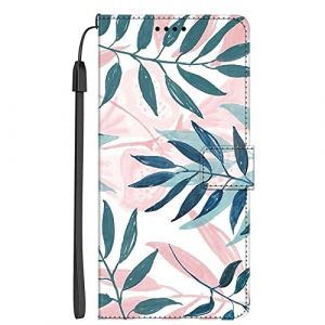 VLQI Coque Compatible avec Samsung Galaxy A52s 5G Portefeuille &Eacute;tui Rabattable Motif Rose Feuilles Housse de Portable Pochette Emplacements Cartes Magn&eacute;tique Antichoc Protection (VLQI, neuf)