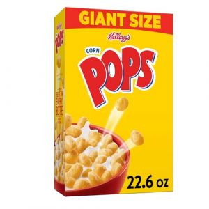 Kellogg's Corn Pops C&eacute;r&eacute;ales pour petit-d&eacute;jeuner, 8 vitamines et min&eacute;raux, collations pour enfants, taille g&eacute;ante, originale, bo&icirc;te de 640,7 g (1 bo&icirc;te) (Treatspree, neuf)