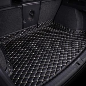 Cuir Tapis Coffre Voiture pour Seat Ateca 2016-2020 2021 2022 2023,Antidérapant Imperméable Protection Coffre Voiture Cargaison Doublure IntéRieure Accessoires,Black Beige (suiyueheng, neuf)