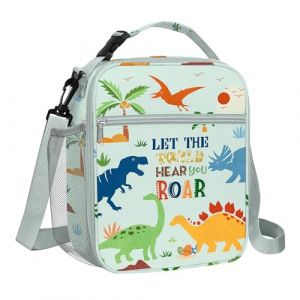 Clastyle Sac Isotherme Repas Enfant Dinosaur Volcan Lunch Bag Isotherme Gar&ccedil;ons Filles Petit Sac Lunch Box pour L'&eacute;cole &Eacute;tudiant Pique-nique, Dinosaure Vert (Changtian_Im&Ex, neuf)