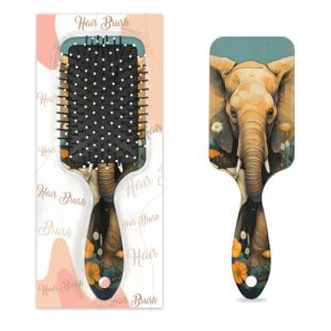 Entemne Brosse &agrave; cheveux pour femmes, hommes, filles, gar&ccedil;ons, famille d'&eacute;l&eacute;phants d'Afrique, brosse de massage florale pour cuir chevelu, peigne &agrave; coussin d'air pour cheveux secs et humides d&eacute;m&ecirc;lant (HHengY, neuf)