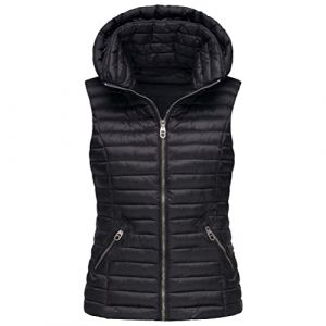 ORANDESIGNE Femme Doudoune sans Manches Hiver Chaud Gilet &agrave; Capuche L&eacute;g&egrave;re Veste Sweatshirt Zipp&eacute;er D&eacute;contract&eacute;e Gilet Veste Manteau Parka Blouson Chaud Casual avec Poches C Noir XXL (ORANNER EU, neuf)