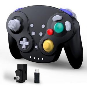 miadore Manette sans fil GameCube pour Switch 1/2/Switch OLED/Lite, r&eacute;cepteur USB 2,4 GHz et NGC, Plug & Play, compatible avec consoles GameCube, PC Windows/Mac OS/Raspberry Pi/Steam (noir) (innext, neuf)