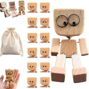 NNBWLMAEE Homme en bois vacillant, figurine de voiture, fabriqu&eacute;e &agrave; la main, d&eacute;coration de tableau de bord, avec expressions faciales, charmante petite figurine en bois, oscillant avec 12 pressions de (ZHANGXIAOLONGMIAOQIANJIEDAOSHUIXIGUAN, neuf)