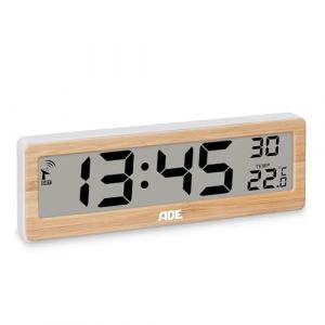 ADE Horloge radiopilotée numérique avec Affichage de la température | très Grands Chiffres | écran Bien lisible | Cadre en Bambou véritable (GRENDS GmbH – Great Brands & Trends, neuf)