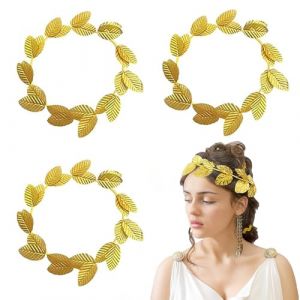 JINJUMEI 4 Pièces Couronne de Laurier Doré,Bandeau Grec à Feuilles Dorées, Couronne de Feuilles d'Or Bandeau de Feuille Romain, Bandeau de Mariée Déguisement Pour Les Célébrations, Soirées À Thème. (FALII, neuf)