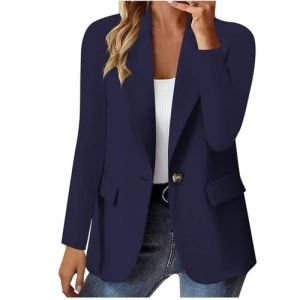 Femme Blazer Chic et Elegant &agrave; Manches Longues Costume &agrave; Revers Business Veste de Costume Tailleur Bureau d'affaires avec Poches Classique Slim Fit Blazers de Bureau Travail Business Quotidienne (⭐⭐⭐⭐⭐AEGJEGVD⭐⭐⭐⭐⭐, neuf)