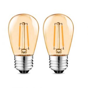 Suncan Lot de 2 ampoules LED Edison S14 E27, 2 W, filament vintage, verre ambr&eacute;, blanc chaud 2700 K, angle d'&eacute;clairage 360&deg;, intensit&eacute; non variable (Suncan, neuf)
