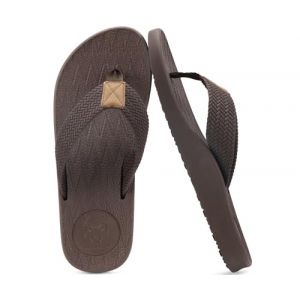 KuaiLu Tongs pour Hommes été Antidérapantes Plage Piscine Sandales Synthétiques Thongs Chaussures,Marron,47 EU (KUAILU-XYL, neuf)
