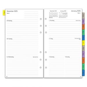 Recharge pour Agenda Semainier 2026 Format Personal(9,5 x 17,1cm) - Organiseur avec Onglets Mensuel, Mots de Passe, Note, Contact, 6 Anneaux, Planificateur Hebdomadaire et Mensuel, Janvier-Décembre (Meetyou UK, neuf)