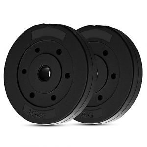 wuuhoo® disques d'haltères en ciment Mike 30mm, set 20kg - 30kg, revêtu en noir, 1,25, 2,5, 5, 10 kg, disques de poids en plastique pour haltères longs, fitness à domicile - Set 6-20kg (2x10kg) (wuuhoo_shop, neuf)