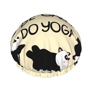 Panda Doing Yoga Pattern Bonnet de douche et bonnet de bain pour femme, bonnets de douche imperm&eacute;ables surdimensionn&eacute;s r&eacute;versibles grands con&ccedil;us pour toutes les longueurs de cheveux, bonnet de bain (DoubleShopShow, neuf)