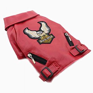 Manteau d'hiver pour Chien Blouson De Moto en Cuir pour Chien, Manteau en Cuir Chien Cool Vêtements d'hiver Chaud pour Animaux De Compagnie, Coupe-Vent Étanche,Marron,L (Hmpet, neuf)