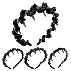 Bandeau ondulé à griffe - 4 bandeaux de ramiage scintillant PCSS | Crystal Brand avec dents | Rétalonnets de dents de dents de dents | Head Bands Hair Hoop For Women Girls Dancers Robes de soirée Dail (fenuukn, neuf)